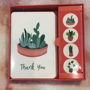 Potted Plants Succulents Cactus Thank You Note Boxed Set 12 notes 4 designs NWT